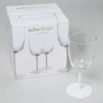 WINE GLASSES SET OF 4 WHITE LACQUER LITHO BXD #300448