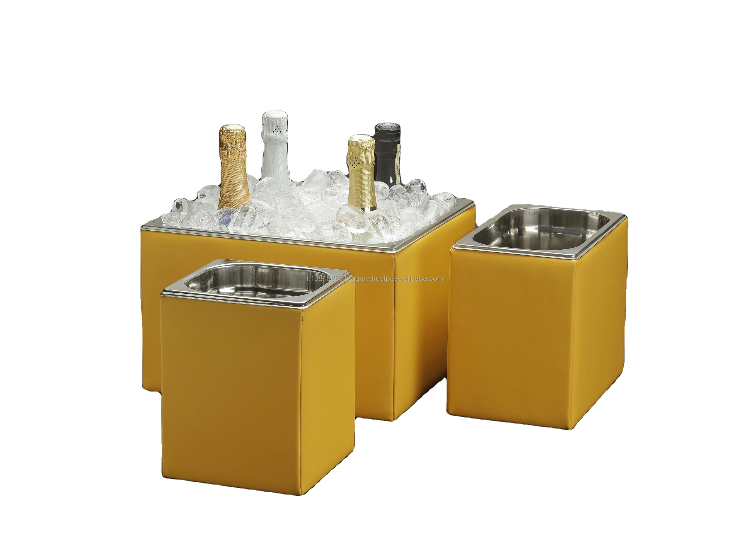 Wine Luxury Amber Glacette Ice Bucket Wine Holder 1 Bottle Made In Italy Design Elm Wood Stainless Steel And Leather Cover