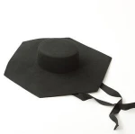 Women Six Sided Flat Top And Large Eaves European Style Fall Season Wool Fedora Hat For Fashion Show