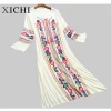 women tribe ethnic maxi dress with embroidery patch
