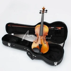 Wood case for violin black cover leather violin case