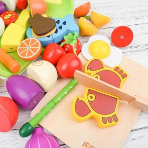 Wooden barrel imitation vegetable fruit magnetic childrens play happy set kitchen toys for girls