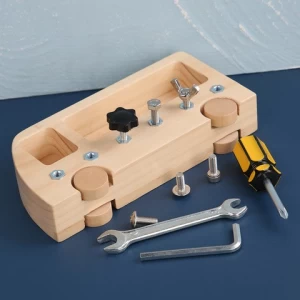 Wooden childrens early education screw tool car puzzle Montessori teaching AIDS