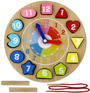 Wooden Clock Shape Sorting Numberblocks Teaching Clock Montessori Educational Learning Toys Wooden Toys for 3 4 5 6 Year Old