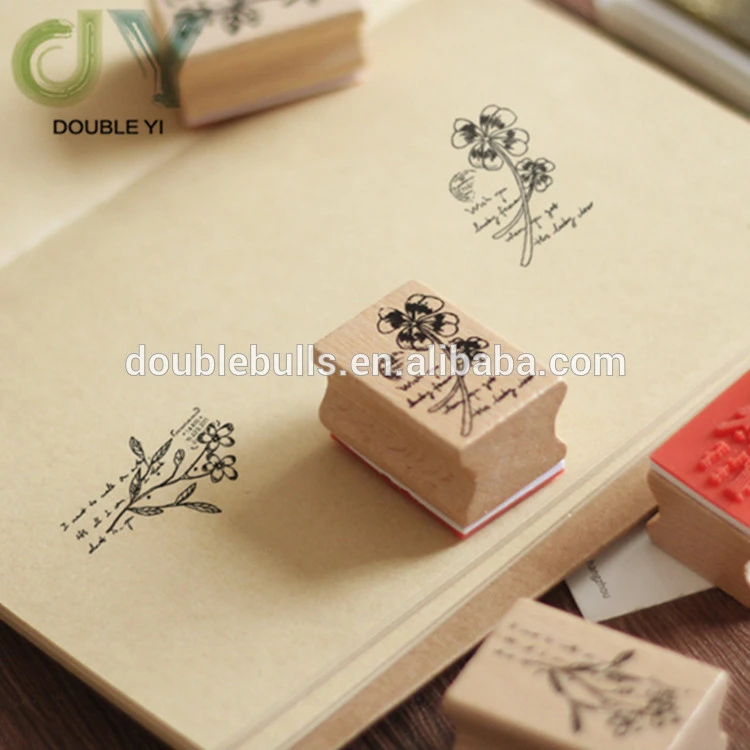 Wooden stationery flowers retro vintage plant stamp DIY diary decoration wooden seal