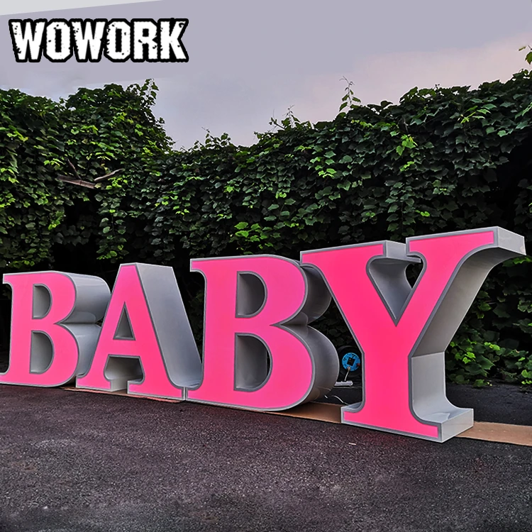 WOWORK 3D waterproof Customized party decorative wedding LOVE baby shower letter table with glass top and base