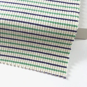 Yarn Dyed Ribbed Cotton Spandex Fabric Colorful Striped Stretch Ribbed Fabric for Women Dress and Sweater