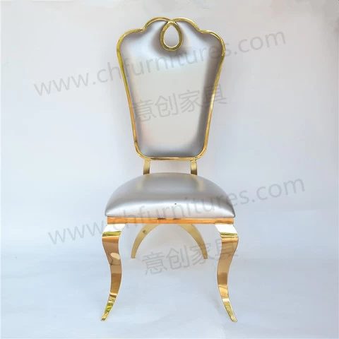 YC-ZS60 Modern design leather cushion gold stainless steel wedding chair