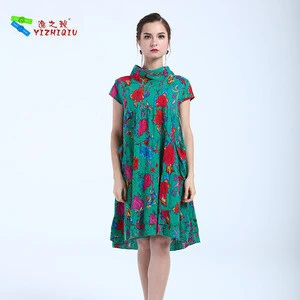 YIZHIQIU Knee Length Chinese Ethnic Clothing Women Dress