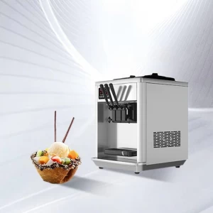 Small Tabletop Portable Stainless Steel Soft Ice Cream Machine Maker