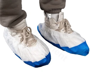 Anti-static Disposable White PP+Blue CPE Shoe Cover