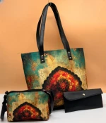 Premium Printed Tote Shoulder Handbag with Matching Zipper Pouch
