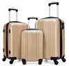 3PCS Beige Gold Color ABS Hardshell Spinner Wheel Travel Luggage Sets