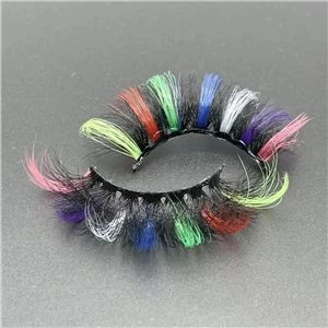 Rainbow colors mix colored full strip lashes factory wholesale 15mm faux mink eyelashes