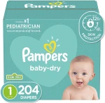 Diapers Size 1, 204 Count - Pampersed Baby Dry Disposable Baby Diapers, Enormous Pack