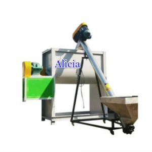Industrial stainless steel horizontal powder mixer with screw feeder