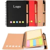 Eco Friendly Spiral Lined Notebook With Ballpoint Pen & Sticky Flags