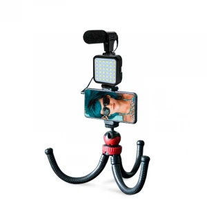 streaming microphone kit phone vlog tripod video kit led selfie livestream vlogging kit