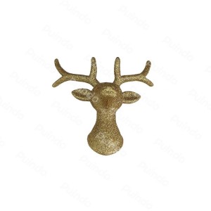 Puindo Golden Christmas Decorations Reindeer Figurine with Glitter B5