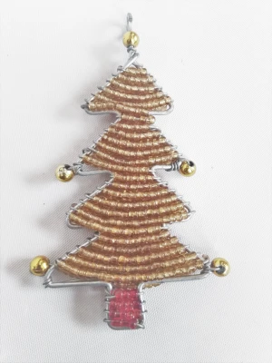 Wire Beaded Christmas Tree Decoration
