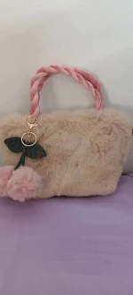 Brown Plush Cherry Bag