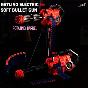 New Gatling Electric Continuous Launch Shell Throwing Soft Bullet Gun Outdoor Shooting Game for Boys