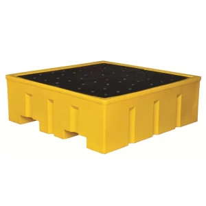 4 Drum Spill Containment Plastic Pallets, Double Wall - with spill top