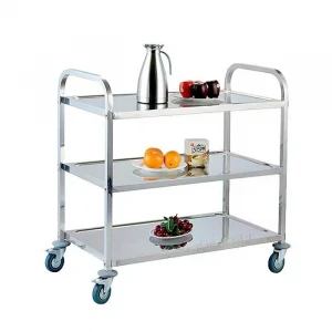 Hotel Restaurant Service Stainless Steel Food 2 Tiers&3 Tiers Trolley with Braking Wheels stainless steel kitchen ware