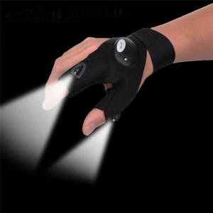 1 Pair LED Light Fishing Magic Fingerless Glove LED Light Flashlight Torch Cover Black Camping Riding Glovelite Luminous Gloves
