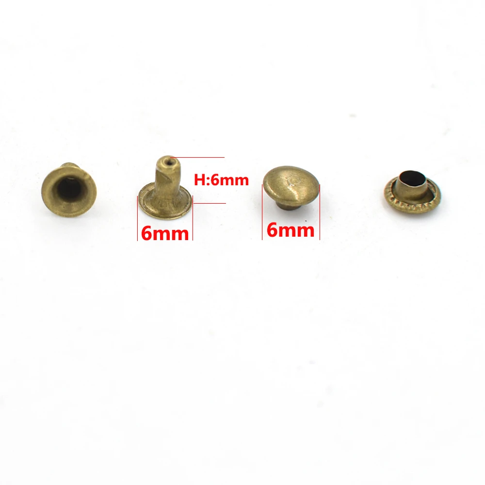 10000 sets 6mm Metal Rivets Bronze nails Sewing patches Bags and shoes accessories Buttons Snaps Handbag Rivet