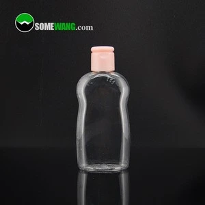 100ml cute clear PET plastic baby wash bottle with flip-top cap, 3.3oz pure olive oil bottle for baby skin care