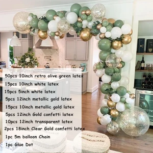 119pcs Olive Green Balloon Garland Arch Kit Retro Color Balloon Set Wedding Birthday Party Decorations Baby Shower Helium Globos