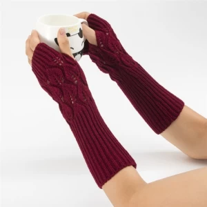 12.5inch Womens Knit Long Arm Warmers Mitten Fingerless  Gloves