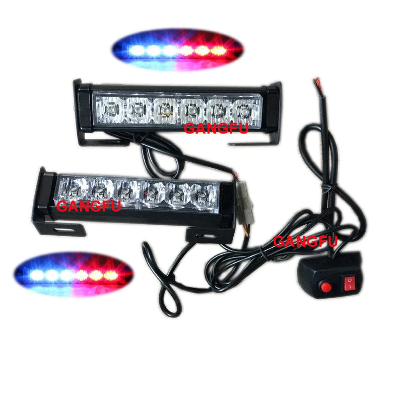 12V Red/Blue LED Car Truck Strobe Warning Flashing Light Grille Emergency Light
