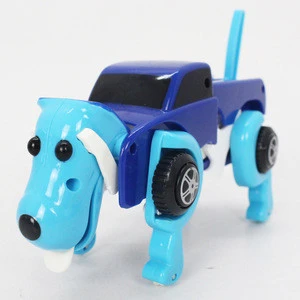 14CM Cool Automatic Transform Dog Car Vehicle Clockwork Wind Up Toy for Children