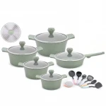 17pcs Dessini Cast Iron Granite Non Stick Pots and Pans Die Casting Nonstick Aluminum Cookware Sets
