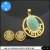 Import 18k Gold Plated Stainless Steel Jewelry Sets Green Jade Imitation Pendant and Stud Earrings from China