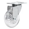 2 inch silence clear pu transparent swivel castor wheel with plate