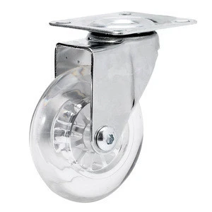 2 inch silence clear pu transparent swivel castor wheel with plate
