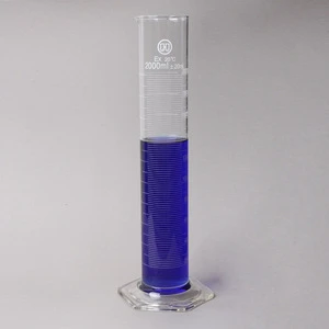 2000ml HUAOU Lab Graduated Glass Measuring Cylinder With Glass Hexagonal Base