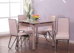 2016 high quality popular new modern design glass expandable dining set