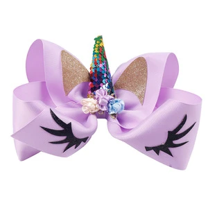 2019 Best selling heyouj2 childrens hair accessories lovely sequin cartoon unicorn girls hairgrips