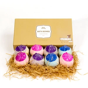 2019 Top Quality Colorful Private Label Bath Bombs Gift Set  Pack of 8 Bath Fizzies