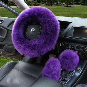 2020 hot sale Wool Sheepskin Winter Warm Car Soft cover Long Fur Plush Steering Wheel Cover