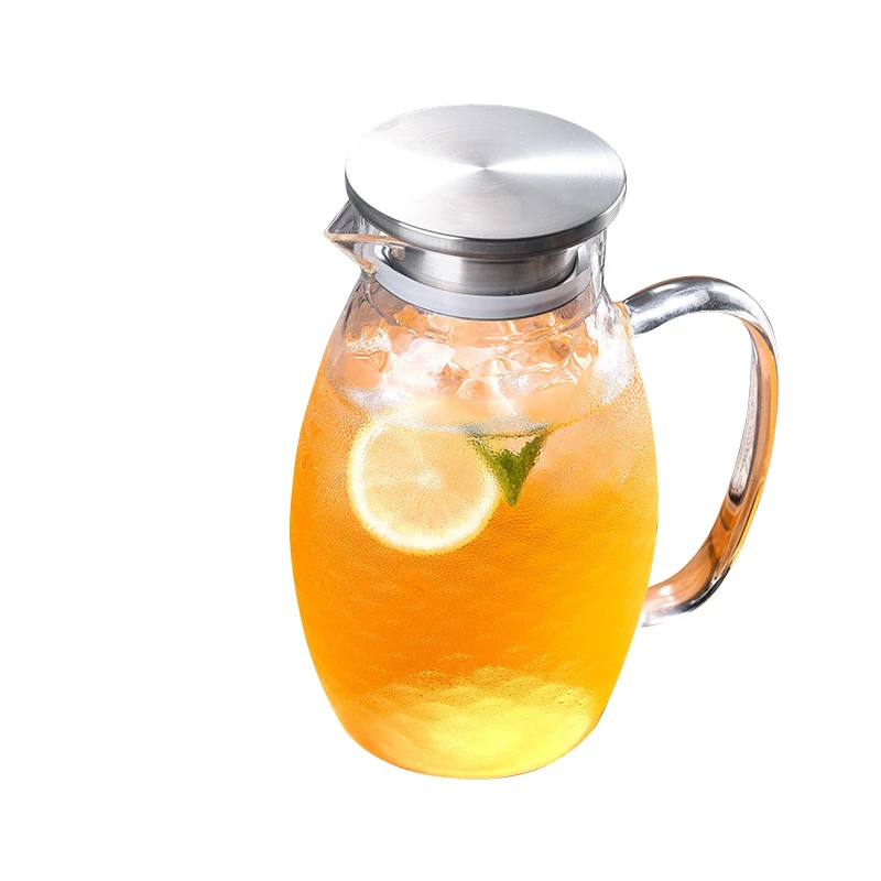 2020 New Style Glass Water Carafe Cold Water Jug With Stainless Steel Lid