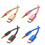 2020 Super Strong Connector Fabric Braided 3.5mm AUX Stereo Auxiliary Car Audio Cable Type c  to Male Cable Cord