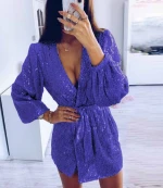 2020 Wholesale Fashion prom dress deep V- neck party dress elegant women Mini evening dresses for women