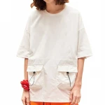 2020 Wholesale Men's Premium Wild Cotton Breathable Work Pocket Design White T-Shirt