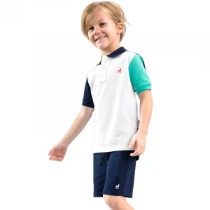 2021 Color Block Uniform Style Baby Boy Clothing Polo Cotton T Shirt With Button-Down For Sports