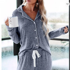 2021 Custom New Fashion Ladies knit pyjamas Comfortable Long Sleeve Womens 2 Pcs Pajama Set Knit Women Pajamas